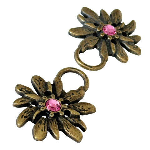 Dirndl Miederösen Edelweiß Altgold mit Swarovski Kristallen Rosé TS-100 für Tracht und Miederschnürung