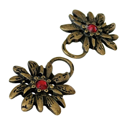 Dirndl Miederösen Edelweiß Altgold mit Swarovski Kristallen Siam TS-100 für Tracht und Miederschnürung
