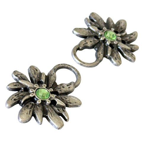 Dirndl Miederösen Edelweiß Silber mit Swarovski Kristallen Peridot TS-100 für Tracht und Miederschnürung