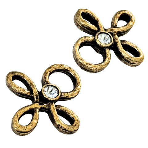 Trachten Miederöse Kleeblatt Gold mit Swarovski Kristallen Crystal TS-16 für Dirndl und Mieder
