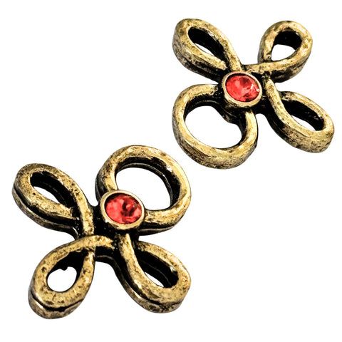 Trachten Miederöse Kleeblatt Gold mit Swarovski Kristallen Hyazinth TS-16 für Dirndl und Mieder