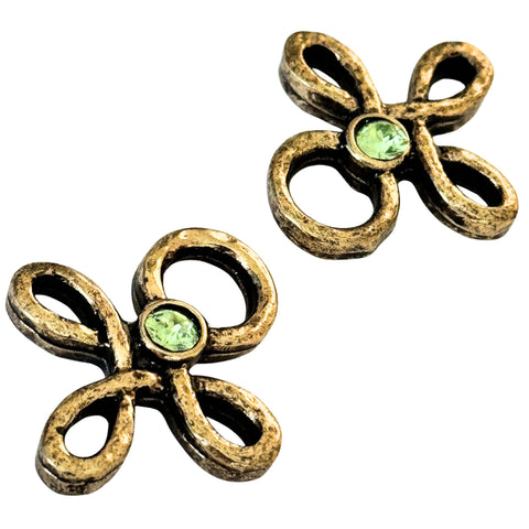 Trachten Miederöse Kleeblatt Gold mit Swarovski Kristallen Peridot TS-16 für Dirndl und Mieder