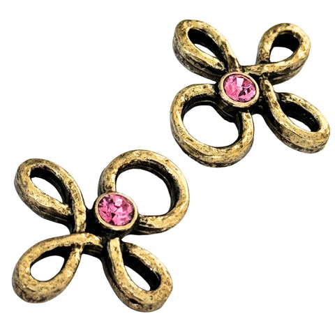 Trachten Miederöse Kleeblatt Gold mit Swarovski Kristallen Rosé TS-16 für Dirndl und Mieder