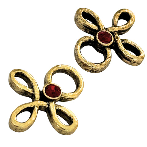 Trachten Miederöse Kleeblatt Gold mit Swarovski Kristallen Siam TS-16 für Dirndl und Mieder