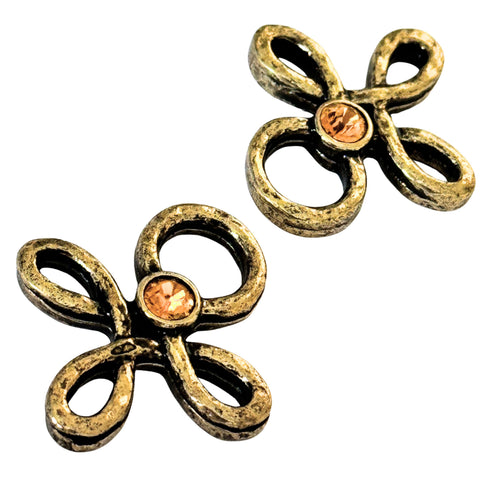 Trachten Miederöse Kleeblatt Gold mit Swarovski Kristallen Topaz TS-16 für Dirndl und Mieder