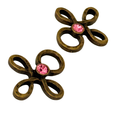 Trachten Miederöse Kleeblatt Altgold mit Swarovski Kristallen Rose TS-16 für Dirndl und Mieder