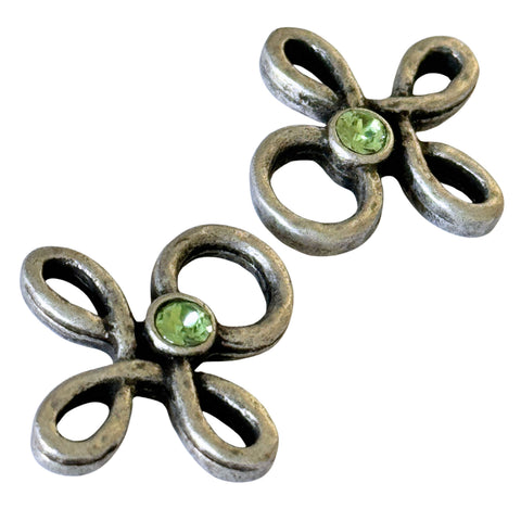Trachten Miederöse Kleeblatt Silber mit Swarovski Kristallen Peridot TS-16 für Dirndl und Mieder