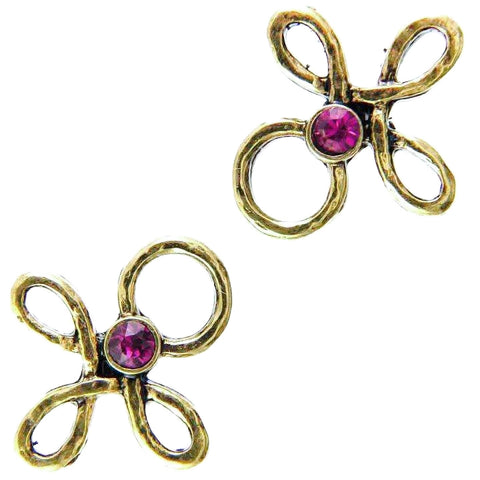 Miederöse Kleeblatt TS-16 fuchsia gold mit Strass