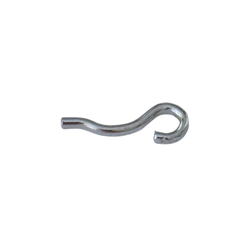 Silberfarbener Dorn für Gürtelschnallen mit ausgeprägtem S-Schwung, 17 mm lang, mit kleinem runden Dornauge