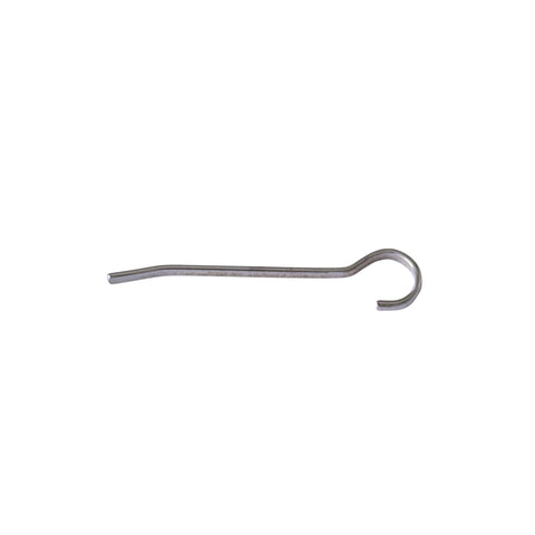 Schlanker silberfarbener Dorn für Gürtelschnallen, nahezu gerade, 30 mm lang, mit kleinem Dornauge