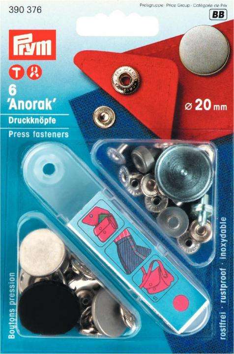 Druckknopf Anorak 20mm Silber 6Stk