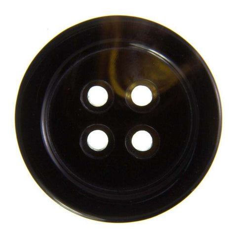 Kunststoff Knopf dunkel braun mit Rand matt glänzend flache 4 - Loch