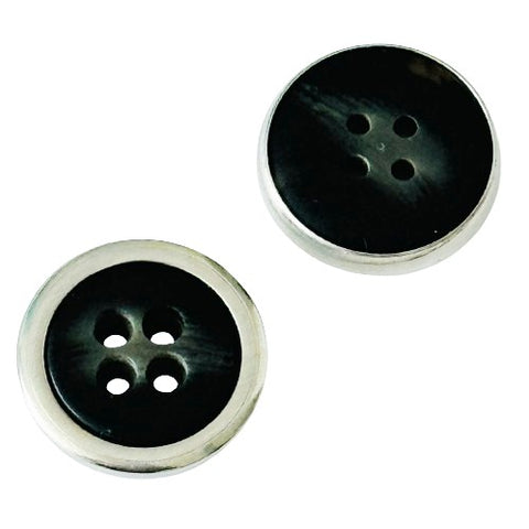 Hornimitat Knopf Metall Einfassung HI-4 schwarz Silber