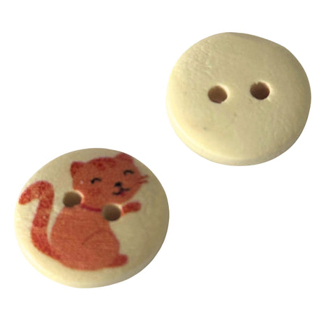 Roter Katzen Motive druck auf Holzknopf mit 2 Löchern und 15 mm Größe