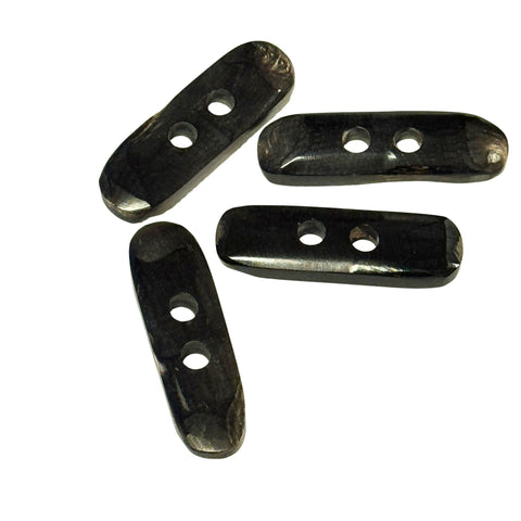 Hornknebel flach schwarz aus echtem Büffelhorn, 50 mm – Knebelknopf K-HO-4