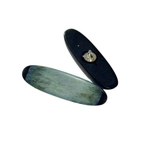 Knebelknopf Schwarz-Blau-Grün – Hornimitatknopf K-63