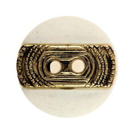 2-Loch Knopf creme mit goldener Einlage