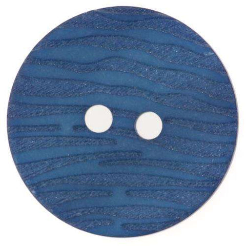 Kunststoff Knopf Petrol blau mit Wellen Muster als 2-Loch Knopf flach