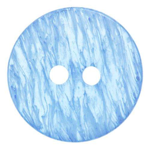 Kunststoff Knopf hell Blau transparent gemasert mit Rand 2-Loch Flach in 17 mm