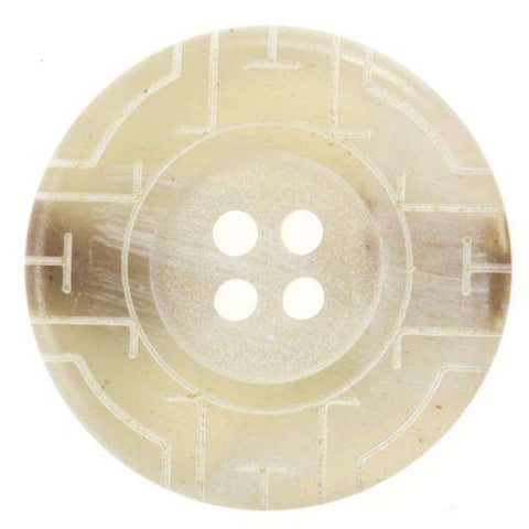 Hornimitat 4-Loch Knopf mit grafischem Muster beige-braun