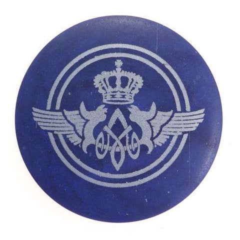 Kunststoff Ösen Knopf Blau  mit silbernen Flügel Wappen