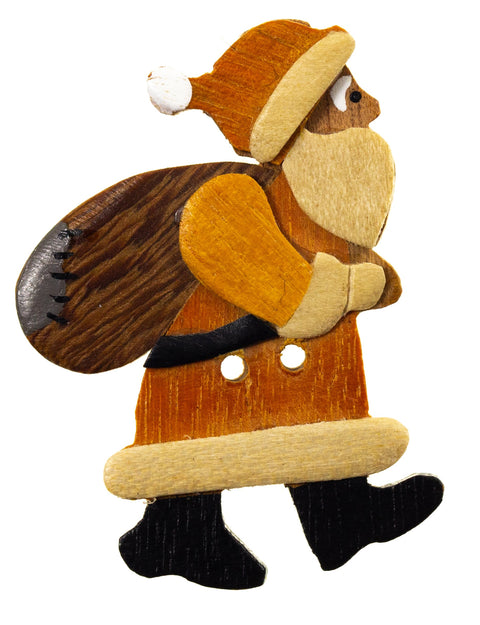 Knopf aus Holz Santa-Claus mit Sack