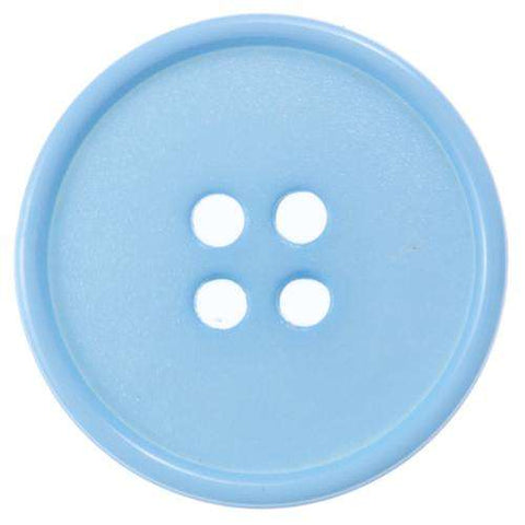 Schlichter Kunststoff Knopf hell blau als 4-Loch Knopf mit Rand in 20 mm