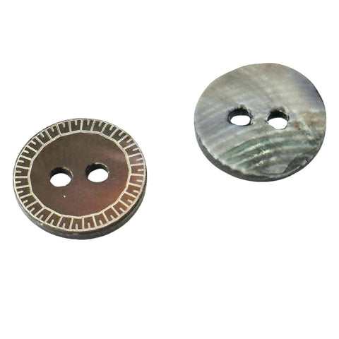 Perlmuttknopf mit Randmuster Braun 2-Loch – PL-31