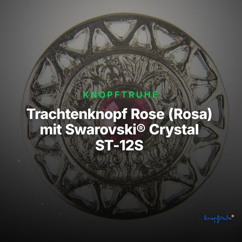 Trachtenknopf Rose (Rosa) mit Swarovski® Crystal ST-12S Silber – Clean Showcase
