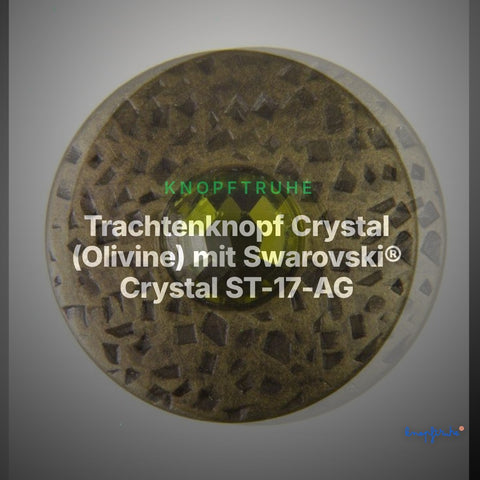 Trachtenknopf Crystal (Olivine) mit Swarovski® Crystal ST-17-AG Altgold – Clean Showcase