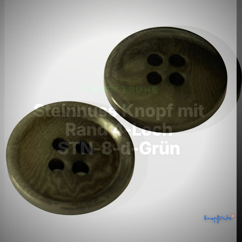 Steinnuss Knopf mit Rand 4-Loch STN-8-d-Grün – Clean Showcase