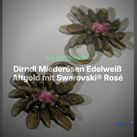 Dirndl Miederösen Edelweiß Altgold mit Swarovski® Rosé – TS-100 – Clean Showcase