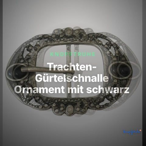 Trachten-Gürtelschnalle Ornament mit schwarz – Altsilber TS-72 – Clean Showcase