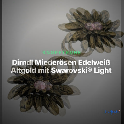 Dirndl Miederösen Edelweiß Altgold mit Swarovski® Light Rosé – TS-100 – Clean Showcase
