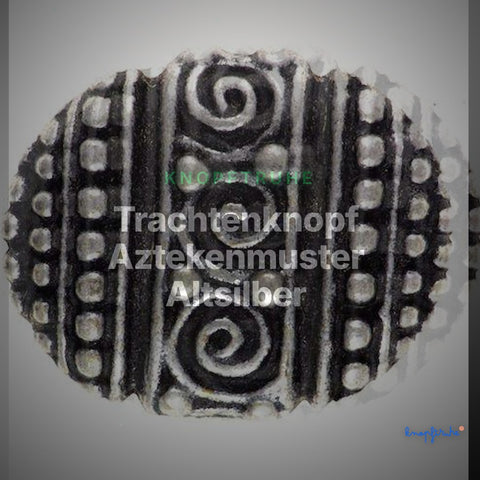 Trachtenknopf Aztekenmuster Altsilber – Ösenknopf – TK-120AS – Clean Showcase