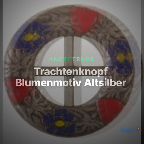 Trachtenknopf Blumenmotiv Altsilber – Schlitzknopf – TK-183 – Clean Showcase