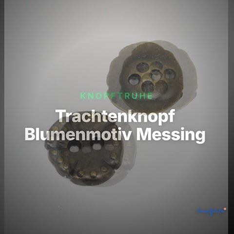 Trachtenknopf Blumenmotiv Messing – 2-Loch Knopf – TK-85AG – Clean Showcase