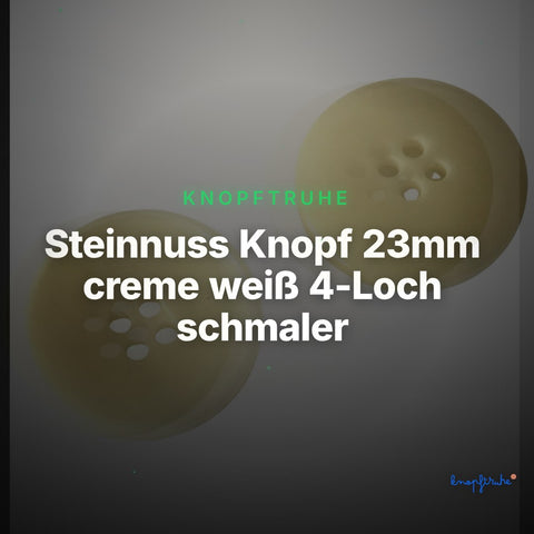 Steinnuss Knopf 23mm creme weiß 4-Loch schmaler Rand – Clean Showcase