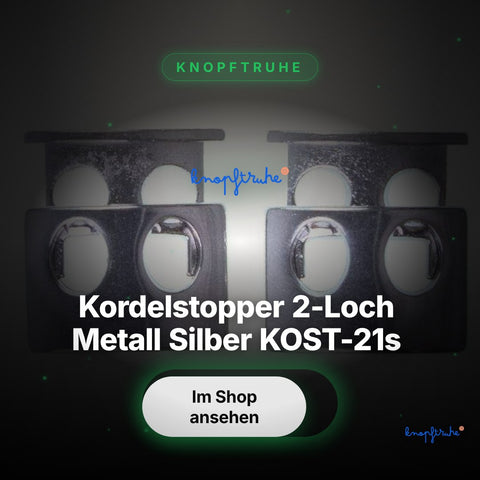 Kordelstopper 2-Loch Metall Silber KOST-21s – Hero Spotlight