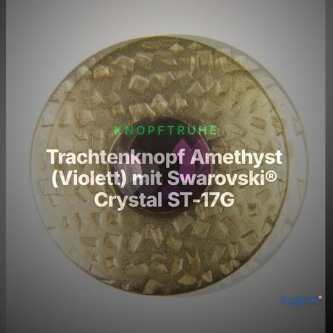 Trachtenknopf Amethyst (Violett) mit Swarovski® Crystal ST-17G Gold – Clean Showcase