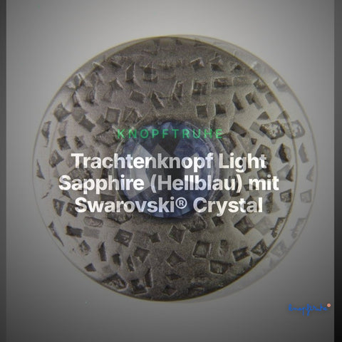 Trachtenknopf Light Sapphire (Hellblau) mit Swarovski® Crystal ST-17AS Altsilber – Clean Showcase
