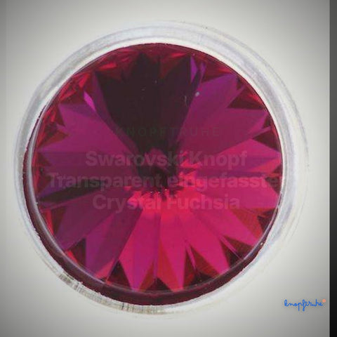 Swarovski Knopf Transparent eingefasster Crystal Fuchsia – Clean Showcase