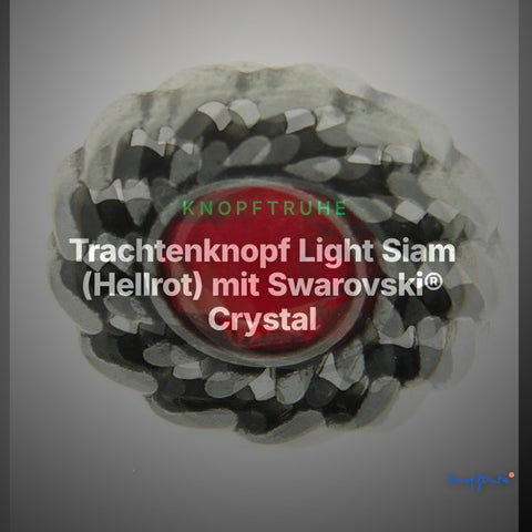 Trachtenknopf Light Siam (Hellrot) mit Swarovski® Crystal ST-21AS Altsilber – Clean Showcase