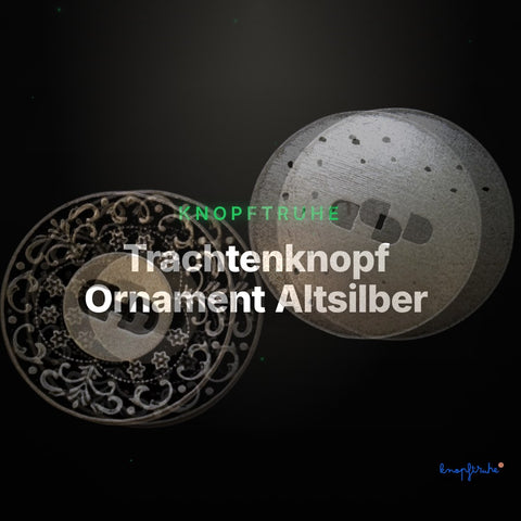 Trachtenknopf Ornament Altsilber – 2-Loch Knopf – TK-10 – Clean Showcase