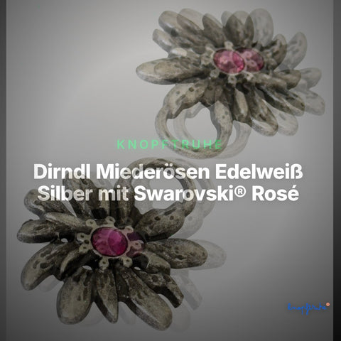 Dirndl Miederösen Edelweiß Silber mit Swarovski® Rosé – TS-100 – Clean Showcase