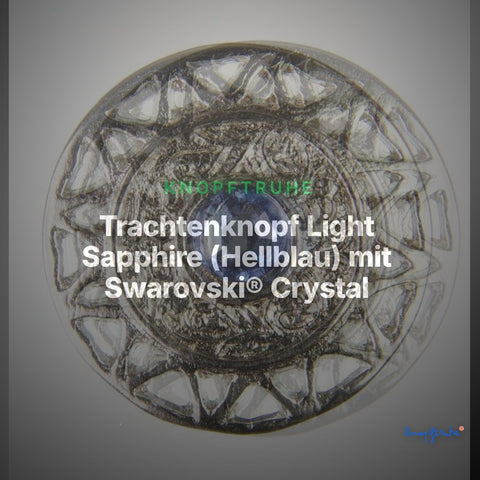 Trachtenknopf Light Sapphire (Hellblau) mit Swarovski® Crystal ST-12S Silber – Clean Showcase