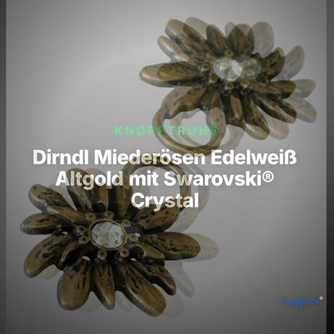 Dirndl Miederösen Edelweiß Altgold mit Swarovski® Crystal – TS-100 – Clean Showcase