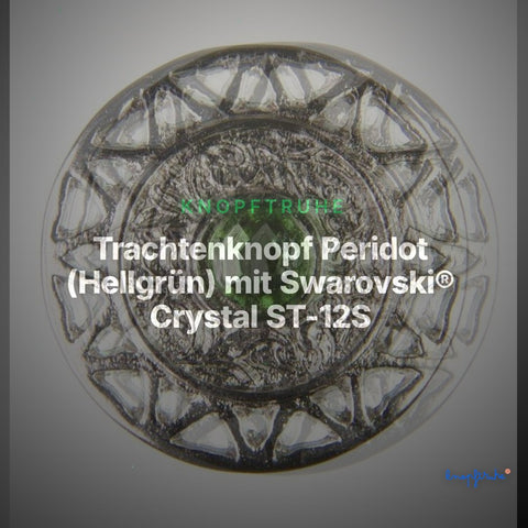 Trachtenknopf Peridot (Hellgrün) mit Swarovski® Crystal ST-12S Silber – Clean Showcase