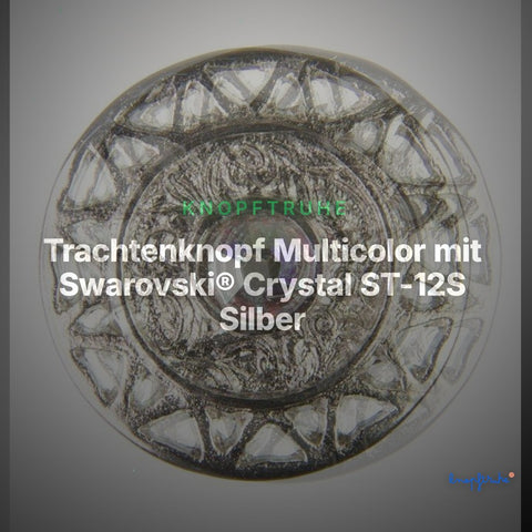 Trachtenknopf Multicolor mit Swarovski® Crystal ST-12S Silber – Clean Showcase