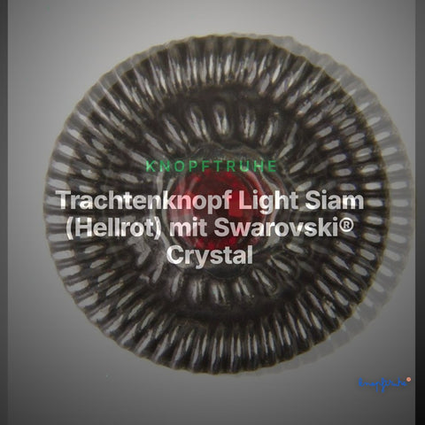 Trachtenknopf Light Siam (Hellrot) mit Swarovski® Crystal ST-19AS Altsilber – Clean Showcase